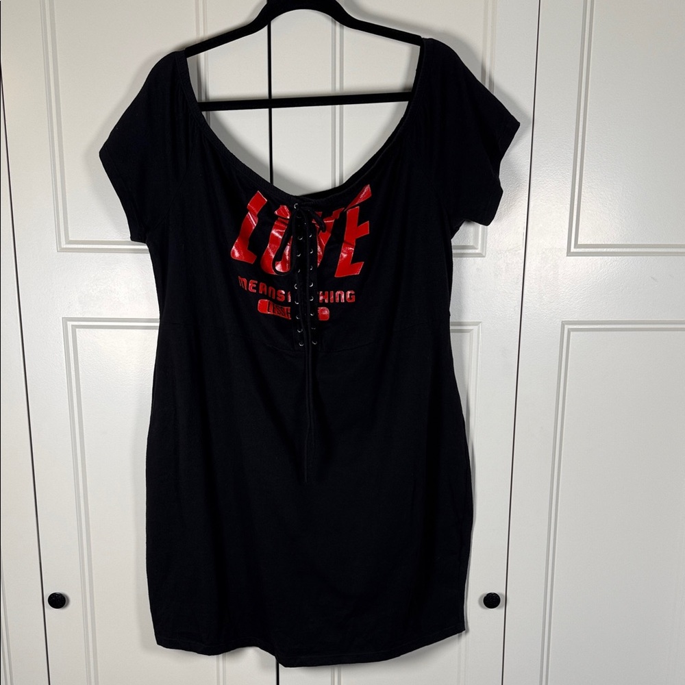 Forever 21 Black Mini Dress With Red Lettering